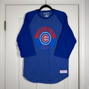 Mitchell & Ness Men’s Chicago Cubs Raglan Tee Tailored Fit 100% Cotton XL MLB